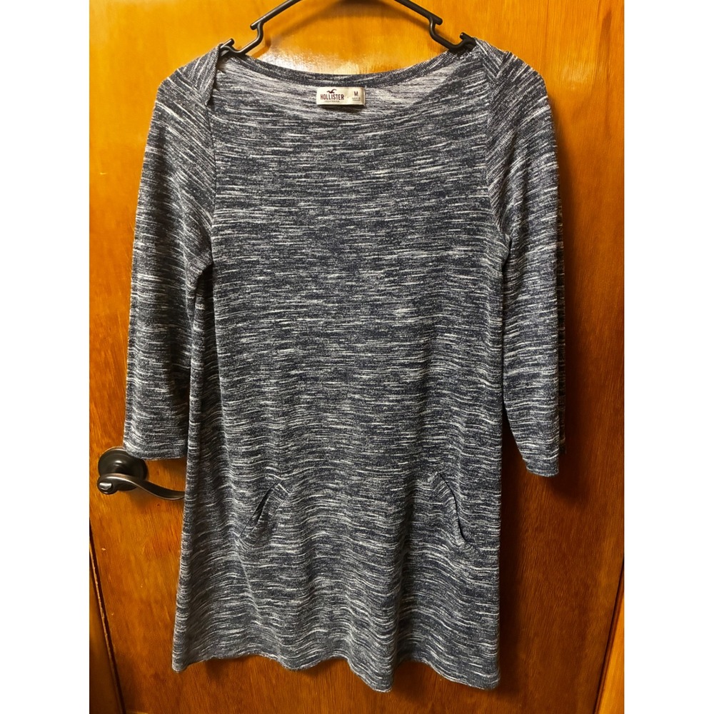 Hollister Tunic Dress Womens Medium Navy Space Dye Knit Y2K Casual Preppy